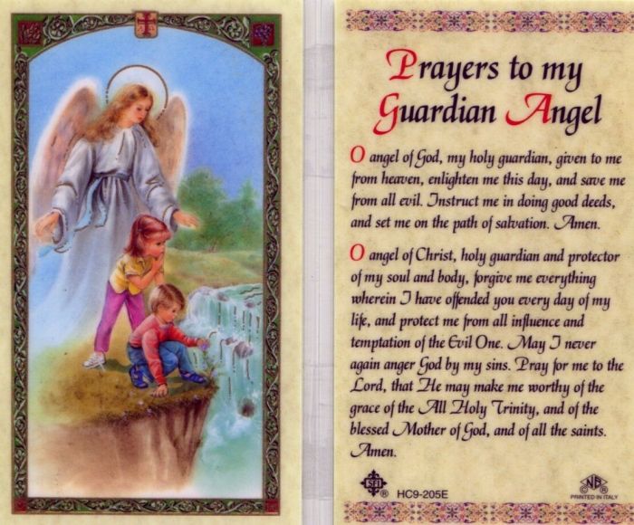 Prayer angel guardian card laminated cards