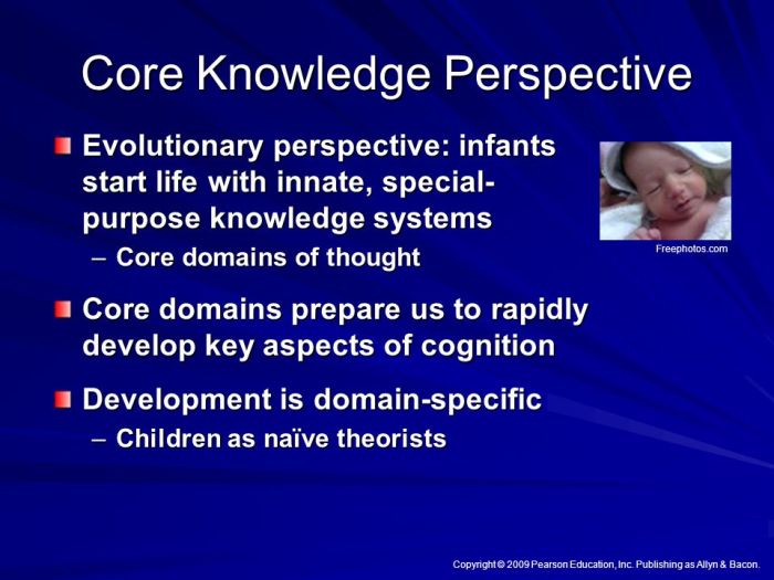 Infants are born with domain-specific innate knowledge systems according to